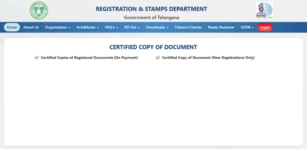 IGRS Telangana Certified Copy
